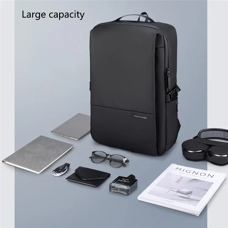 MARK RYDEN MR2422 Mochila de Viagem Masculina Tecido Oxford Mochila para Laptop Casual Daypack - Preto