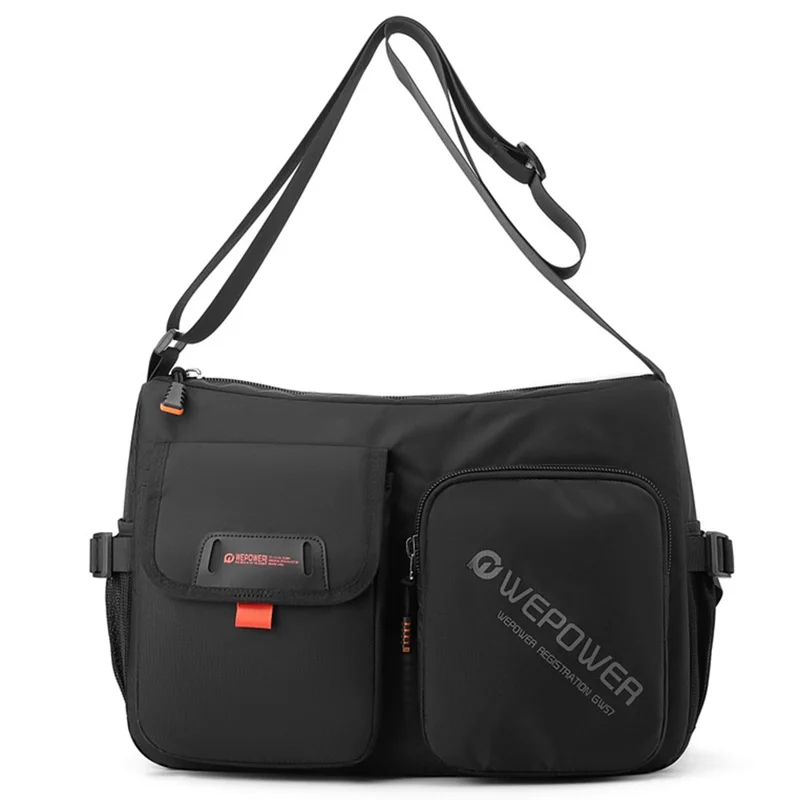 WEPOWER 2313 Herren Casual Travel Nylon Messenger Bag Große Kapazität Umhängetasche - Schwarz
