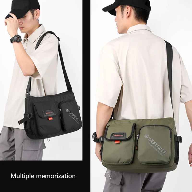 WEPOWER 2313 Herren Casual Travel Nylon Messenger Bag Große Kapazität Umhängetasche - Schwarz