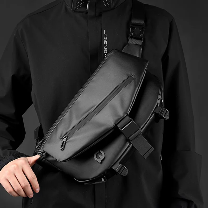 WEPOWER 7678 Men Single Shoulder Chest Bag Stylish Nylon Crossbody Bag - Black