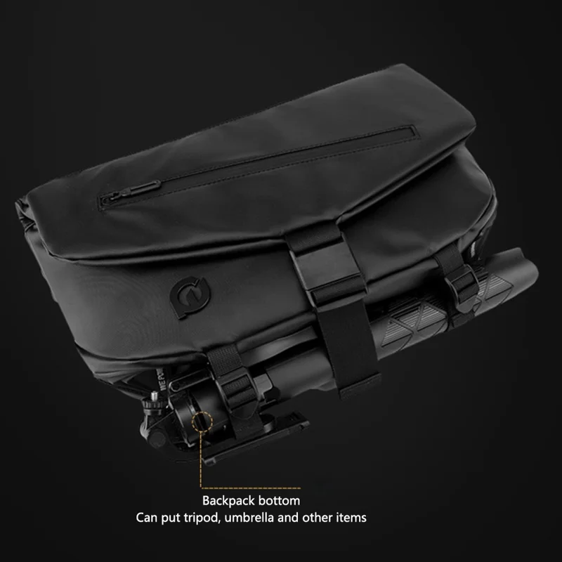 WEPOWER 7678 Men Single Shoulder Chest Bag Stylish Nylon Crossbody Bag - Black