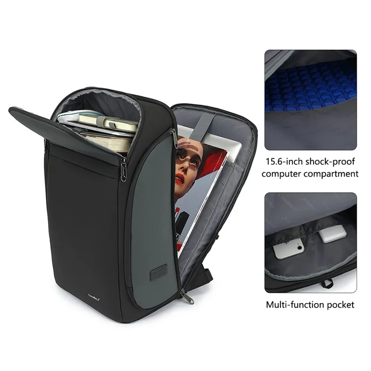 COOLBELL CB-8292 Mochila para laptop de 15,6 polegadas Bolsa de viagem masculina Sacolas com carregamento embutido