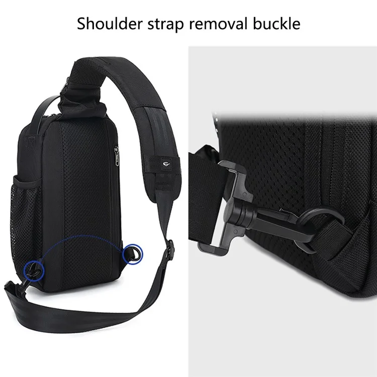 COOLBELL CB-7201 Crossbody Bag Men Stylish Chest Pack with External Charging Port - Black