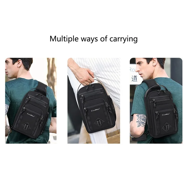 COOLBELL CB-7201 Crossbody Bag Men Stylish Chest Pack with External Charging Port - Black