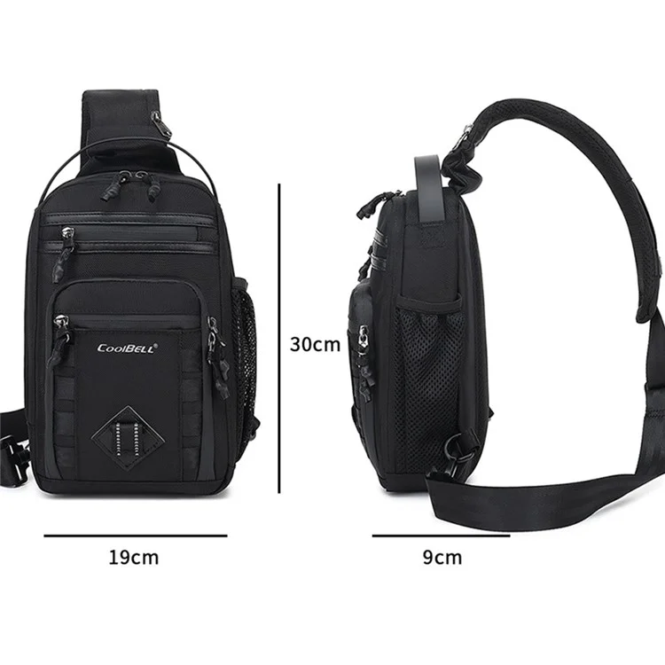 COOLBELL CB-7201 Crossbody Bag Men Stylish Chest Pack with External Charging Port - Black