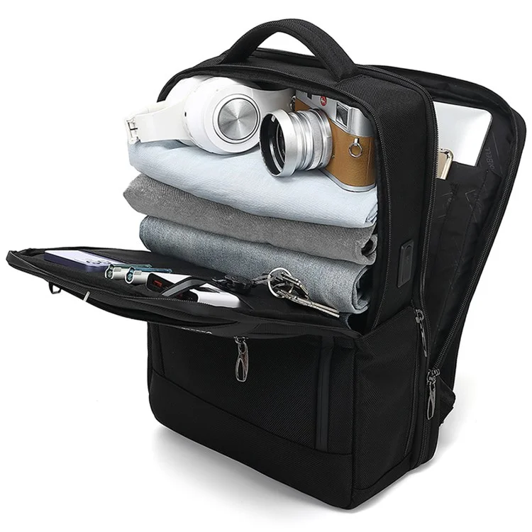 Coolbell CB-8277 Backpack Commerciale da Uomo da 180 Gradi Per Laptop da 15,6 Pollici Con Porta di Ricarica USB - Nero