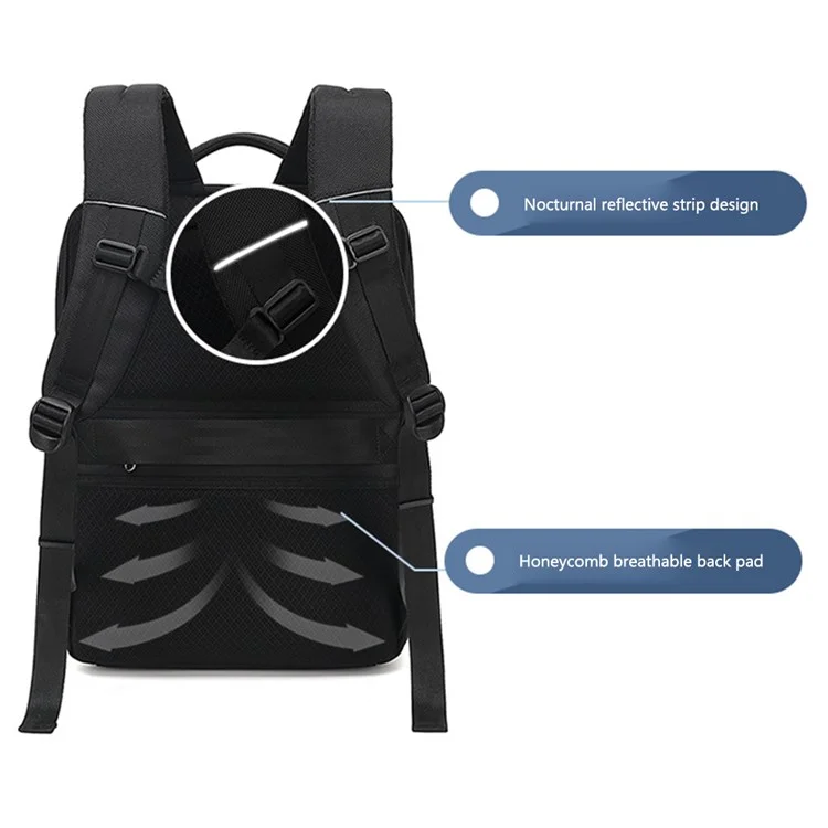 Coolbell CB-8277 Backpack Commerciale da Uomo da 180 Gradi Per Laptop da 15,6 Pollici Con Porta di Ricarica USB - Nero