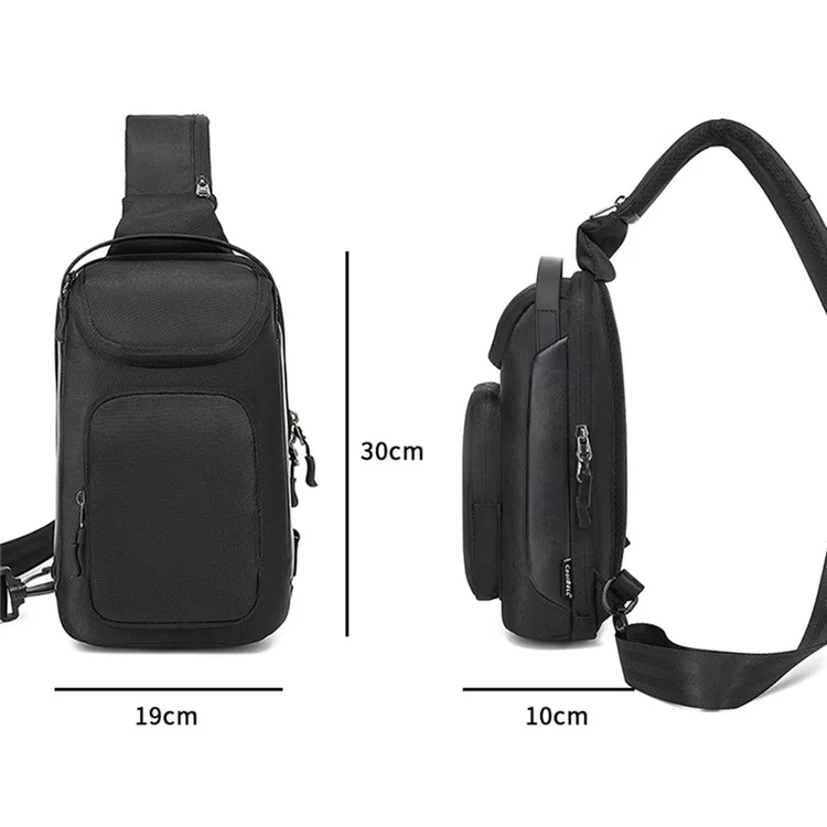 Coolbell CB-7202 Sac à Bandoulière Imperméable Men Hommes Poitrine Élégante Pour Ipad 7,9 Pouces - Noir