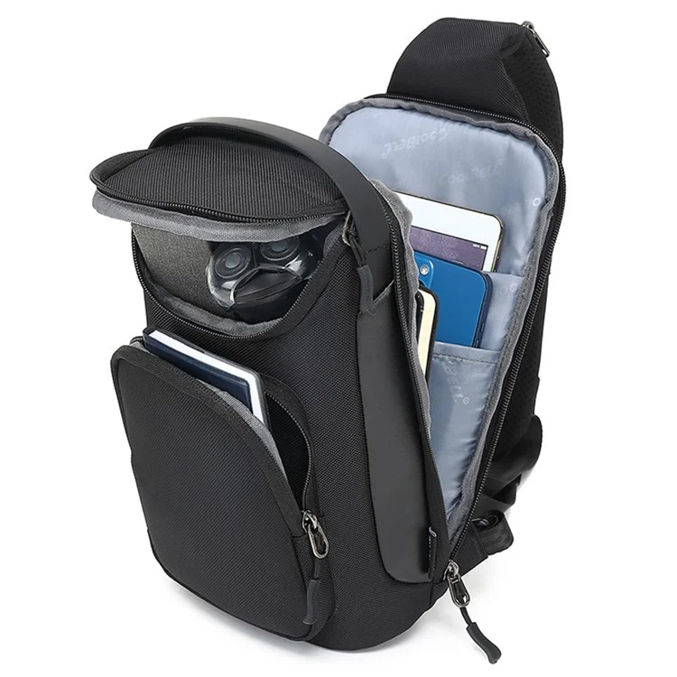 Coolbell CB-7202 Sac à Bandoulière Imperméable Men Hommes Poitrine Élégante Pour Ipad 7,9 Pouces - Noir