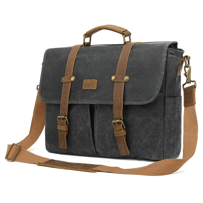 Coolbell CB-5115 Vintage Lienzo de Cemento Messenger Bag Imploage Business Con Aleta Magnética - Negro