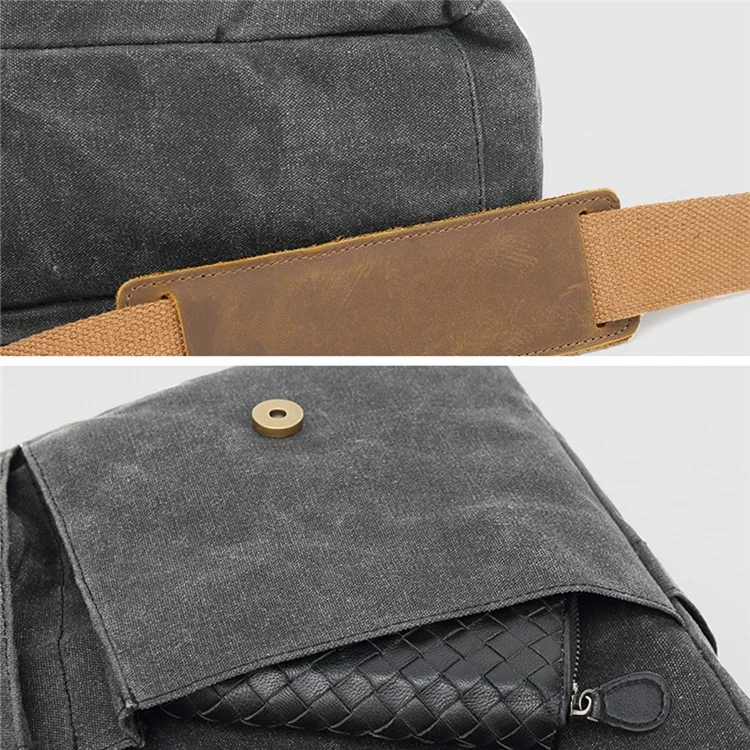 Coolbell CB-5115 Vintage Lienzo de Cemento Messenger Bag Imploage Business Con Aleta Magnética - Negro