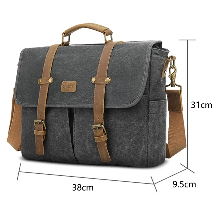 Coolbell CB-5115 Vintage Lienzo de Cemento Messenger Bag Imploage Business Con Aleta Magnética - Negro
