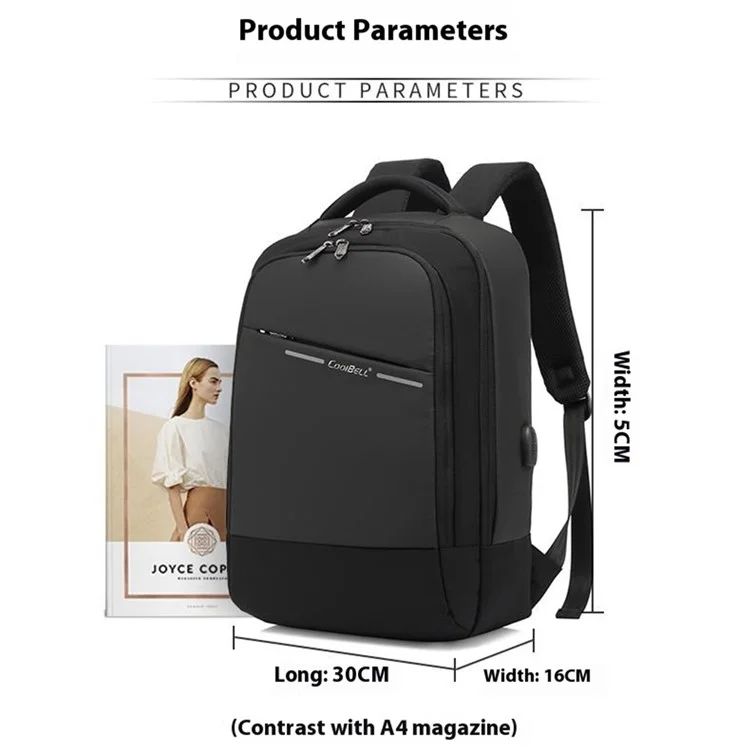 Coolbell CB-8218 Backpack Laptop da 15,6 Pollici di Grande Capacità Impermeabile Con Porta di Ricarica USB