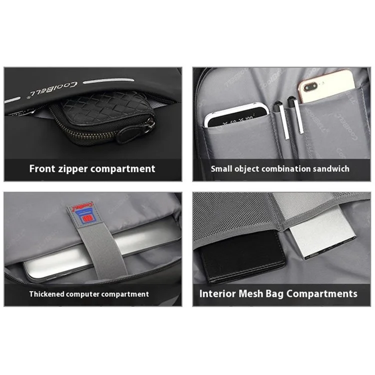 Coolbell CB-8218 Backpack Laptop da 15,6 Pollici di Grande Capacità Impermeabile Con Porta di Ricarica USB