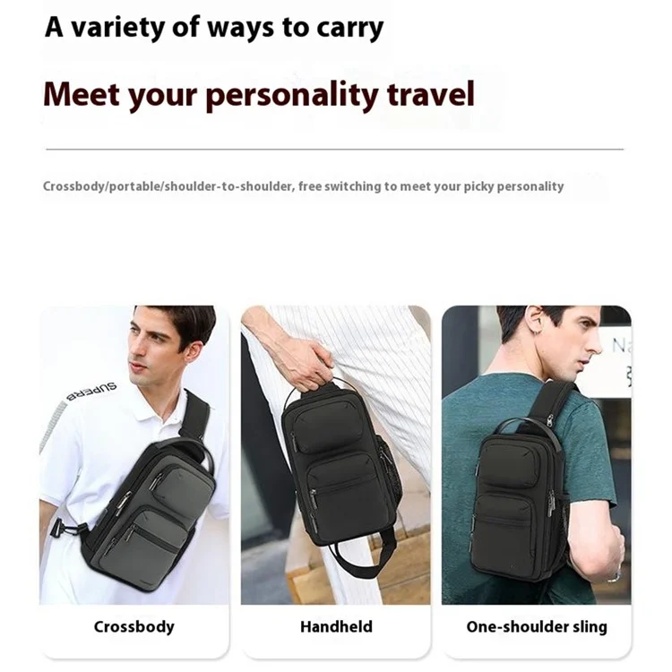 Coolbell CB-7209 Bolsa de Cofres Para Hombres Negocio Crossbody Bag Travel Hearing Bag Day Pack - Negro