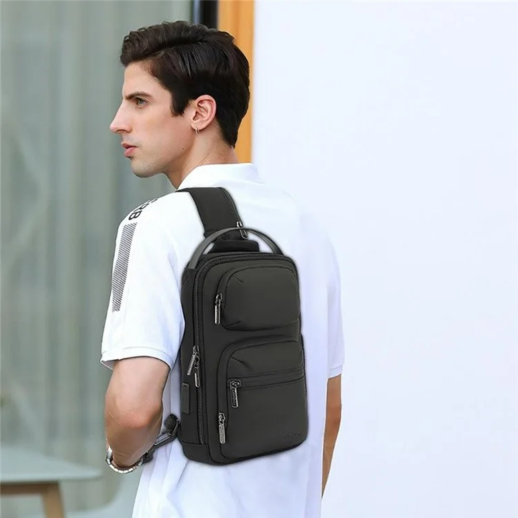 Coolbell CB-7209 Bolsa de Cofres Para Hombres Negocio Crossbody Bag Travel Hearing Bag Day Pack - Negro