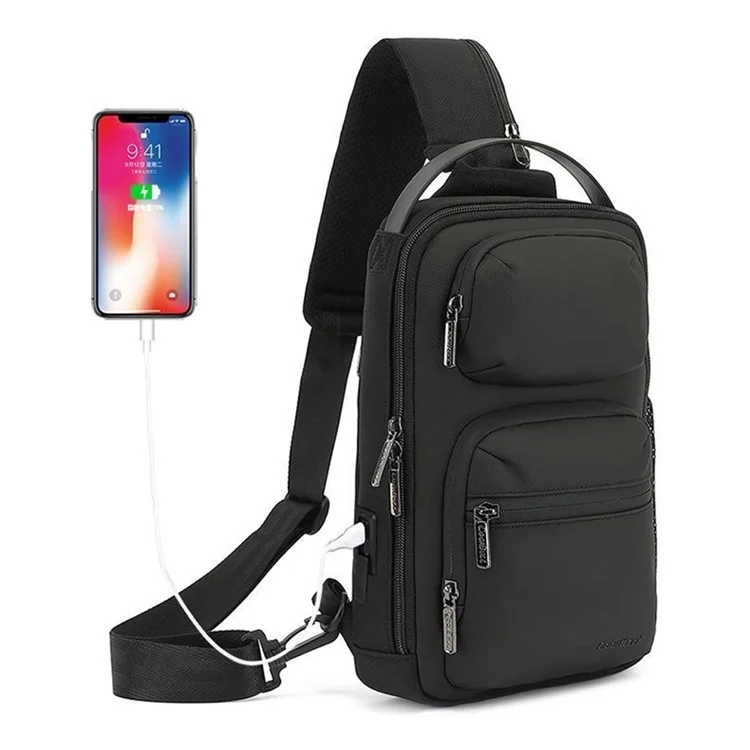 Coolbell CB-7209 Bolsa de Cofres Para Hombres Negocio Crossbody Bag Travel Hearing Bag Day Pack - Negro