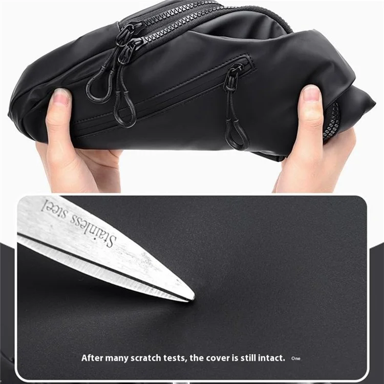 Bolsa Para Hombres Impermeables PU Crossbody Bag Travel Business Shoulder Bag Daypack Con Puerto USB - Negro