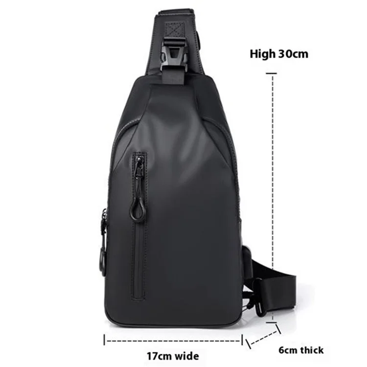 Bolsa Para Hombres Impermeables PU Crossbody Bag Travel Business Shoulder Bag Daypack Con Puerto USB - Negro