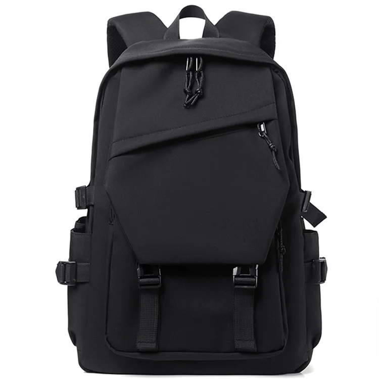 Großer Laptop-Rucksack Polyester Schülertasche Reiserucksack Beiläufiger Tagesrucksack - Schwarz
