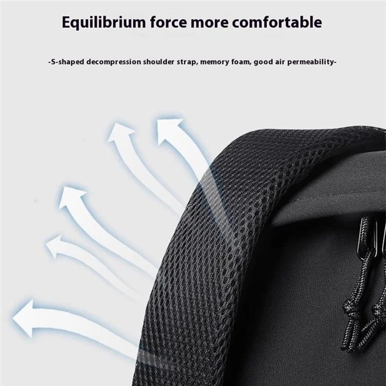 Großer Laptop-Rucksack Polyester Schülertasche Reiserucksack Beiläufiger Tagesrucksack - Schwarz