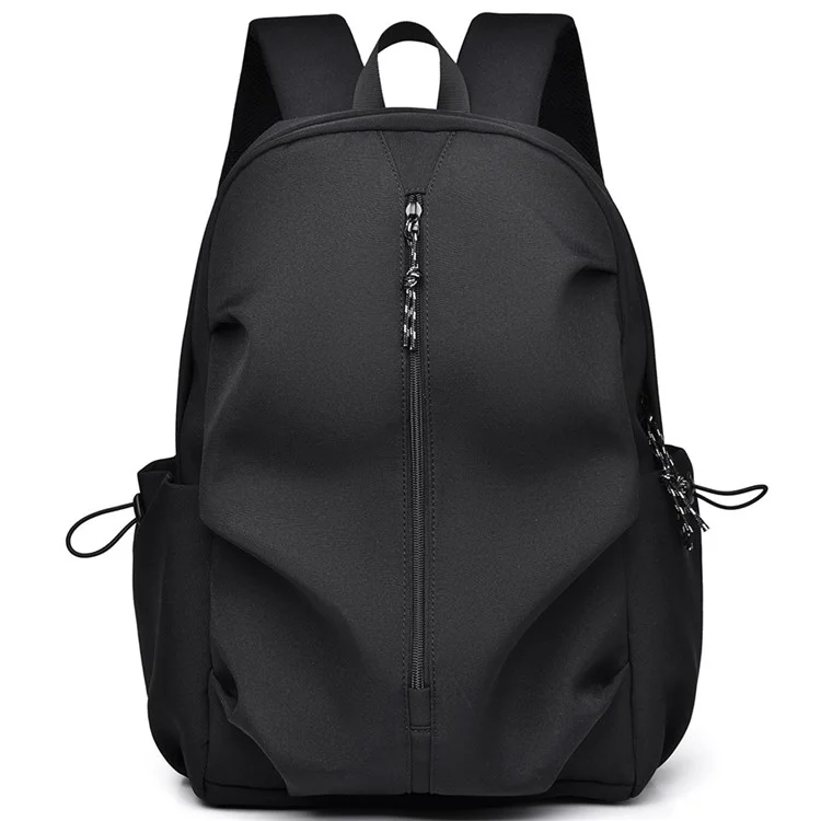 Large Polyester Student Book Bag Travel Backpack Casual Daypack Dual Shoulders Bag - Black
