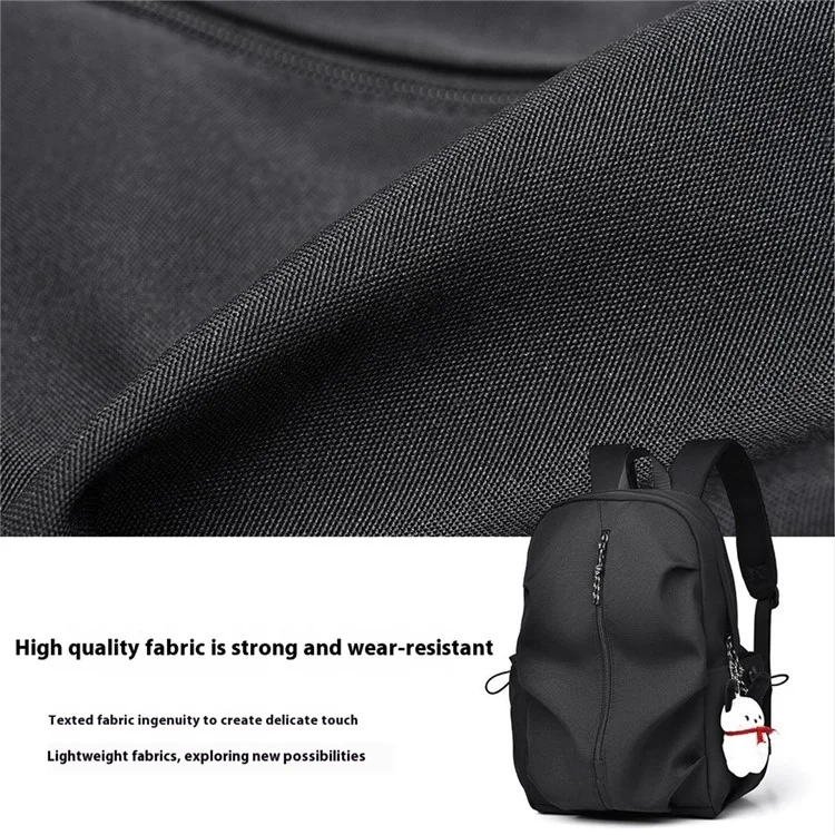 Large Polyester Student Book Bag Travel Backpack Casual Daypack Dual Shoulders Bag - Black