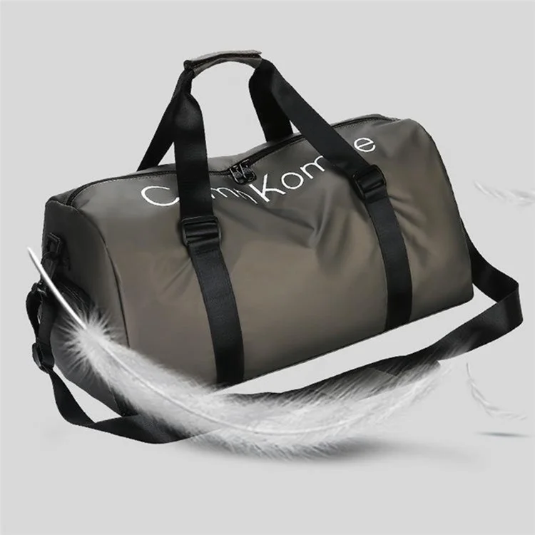 PU Leather Gym Bag Sports Handbag Wet and Dry Separation Pocket Duffle Bag with Shoulder Strap - Champagne