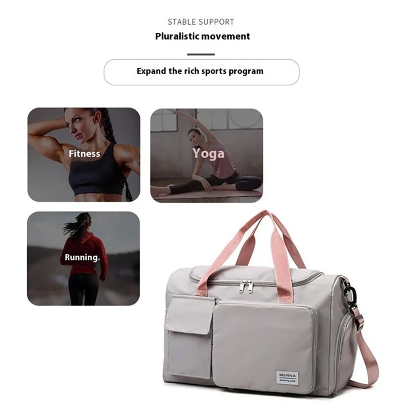 Bolsa de viaje plegable de gran capacidad, bolsa de gimnasio de fin de semana con compartimento para zapatos - Gris+Rosa