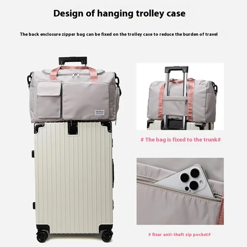 Foldable Large Capacity Travel Duffle Bag Carry-on Gym Weekender Bag with Shoe Compartment - Mist Blue