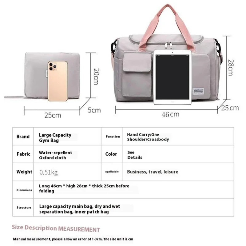 Foldable Large Capacity Travel Duffle Bag Carry-on Gym Weekender Bag with Shoe Compartment - Mist Blue