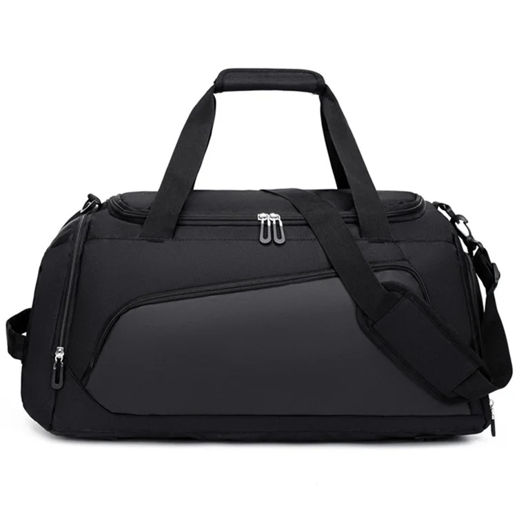 Borsa palestra in tessuto Oxford TL001, borsa da viaggio con scomparto per scarpe e tasca impermeabile - Nero