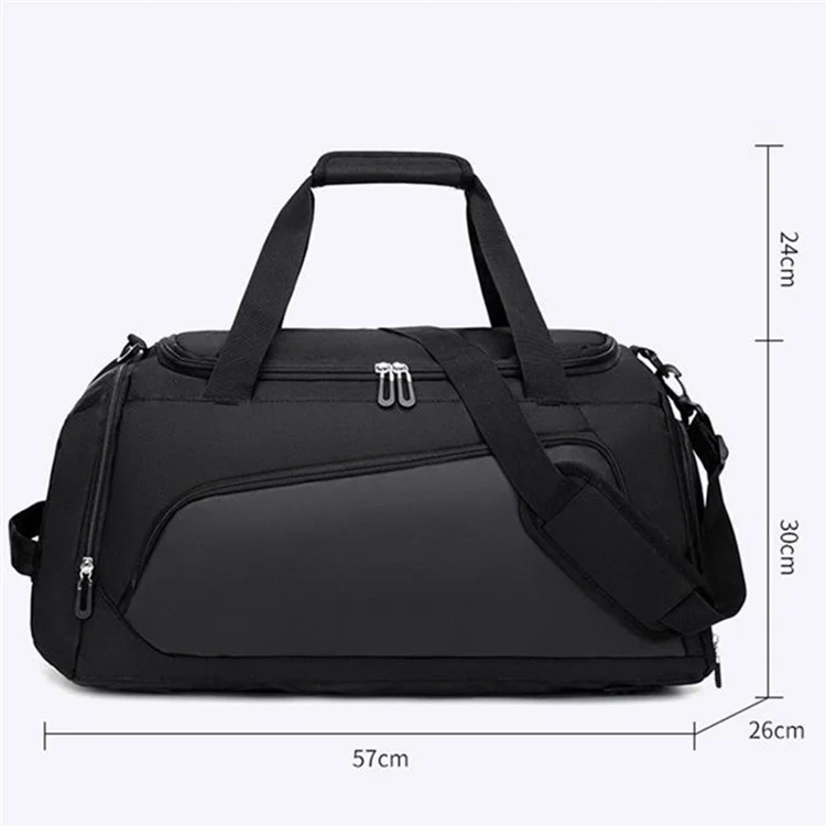 Borsa palestra in tessuto Oxford TL001, borsa da viaggio con scomparto per scarpe e tasca impermeabile - Nero