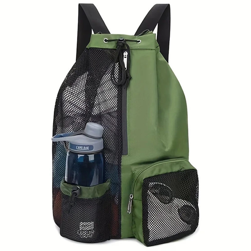 HALIN A4011 Outdoor Travel Swimming Climbing Dual Shoulder Bag Drawstring Mesh Design Backpack - Green