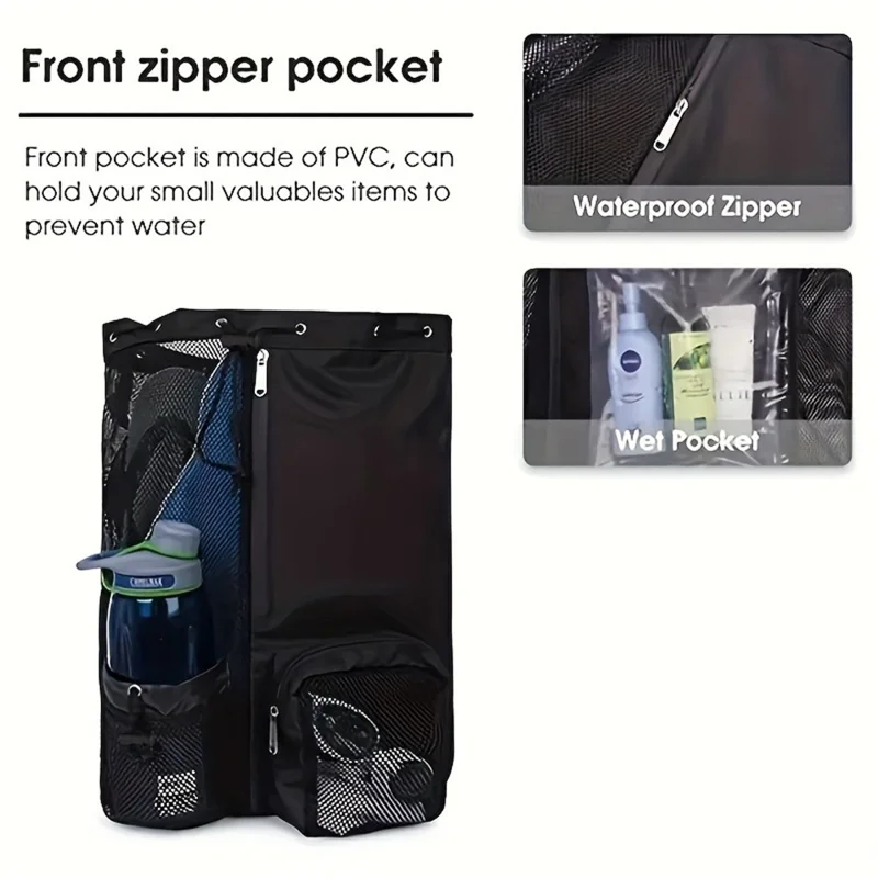 HALIN A4011 Outdoor Travel Swimming Climbing Dual Shoulder Bag Drawstring Mesh Design Backpack - Green