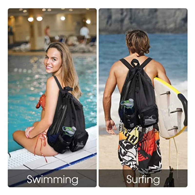 HALIN A4011 Outdoor Travel Swimming Climbing Dual Shoulder Bag Drawstring Mesh Design Backpack - Green