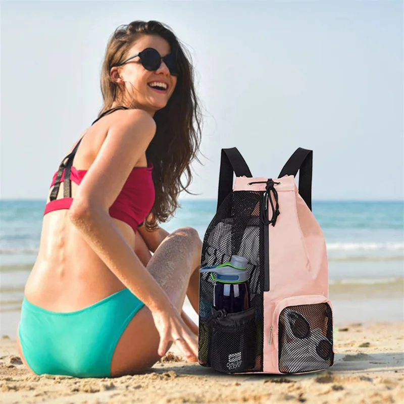 HALIN A4011 Outdoor Travel Swimming Climbing Dual Shoulder Bag Drawstring Mesh Design Backpack - Green