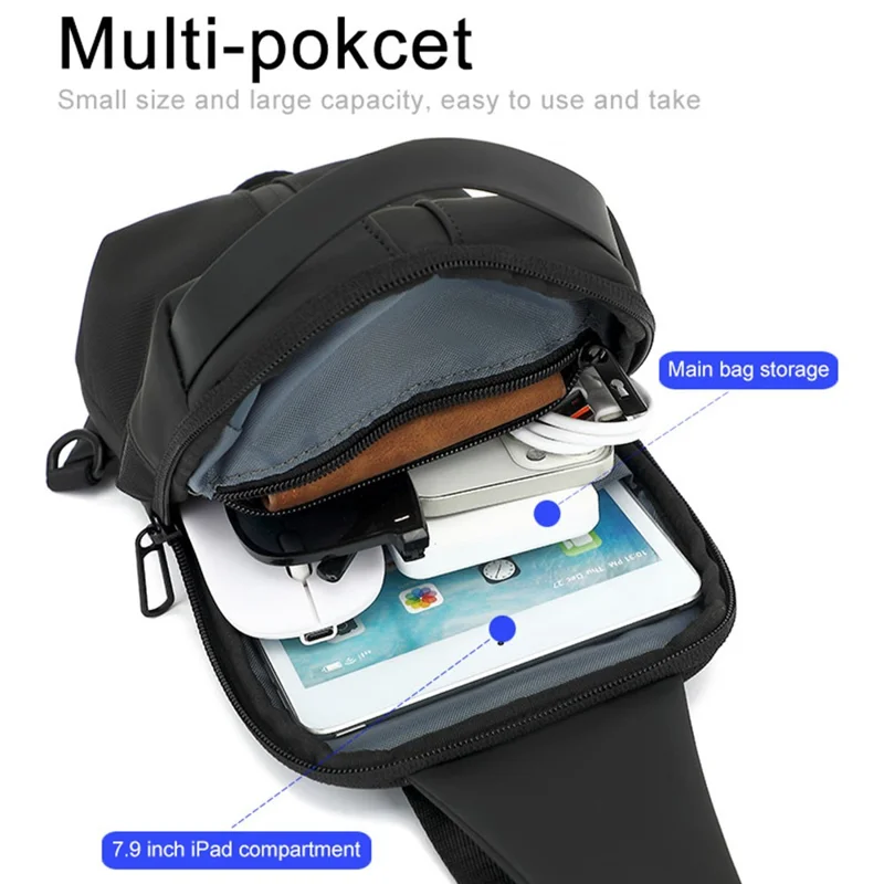 BOREIDEN BD1432 Men's Chest Bag Oxford Cloth Crossbody Bag Waterproof Daypack Travel Bag