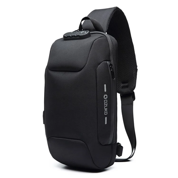 Ozuko 9223 Men de Tela de Oxford Impermeable Bolso Para el Cofre al Aire Libre Bolsa Cruzada - Negro