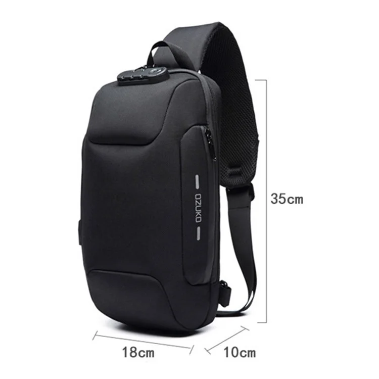 Ozuko 9223 Men de Tela de Oxford Impermeable Bolso Para el Cofre al Aire Libre Bolsa Cruzada - Negro