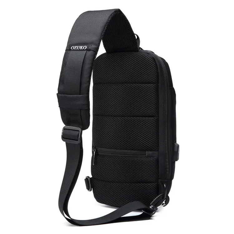 Ozuko 9223 Men de Tela de Oxford Impermeable Bolso Para el Cofre al Aire Libre Bolsa Cruzada - Negro