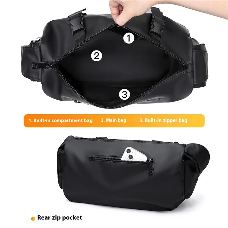 Weixier D503 Men Elegante Bolsa de Cuerpo Cruzado de Hombro de Gran Capacidad - Negro