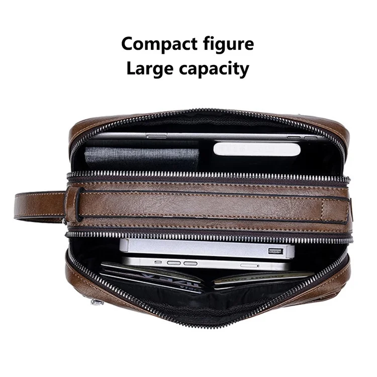 WEIXIER D501 Men Single Shoulder Crossbody Bag Anti-wear Leather Casual Crossbody Bag - Litchi Texture Black