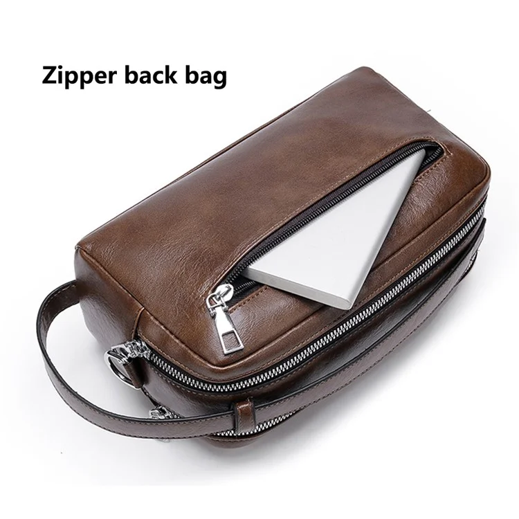WEIXIER D501 Men Single Shoulder Crossbody Bag Anti-wear Leather Casual Crossbody Bag - Litchi Texture Black