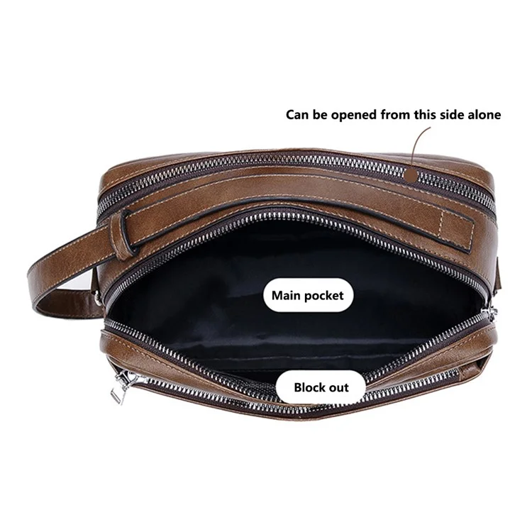 WEIXIER D501 Men Single Shoulder Crossbody Bag Anti-wear Leather Casual Crossbody Bag - Litchi Texture Black