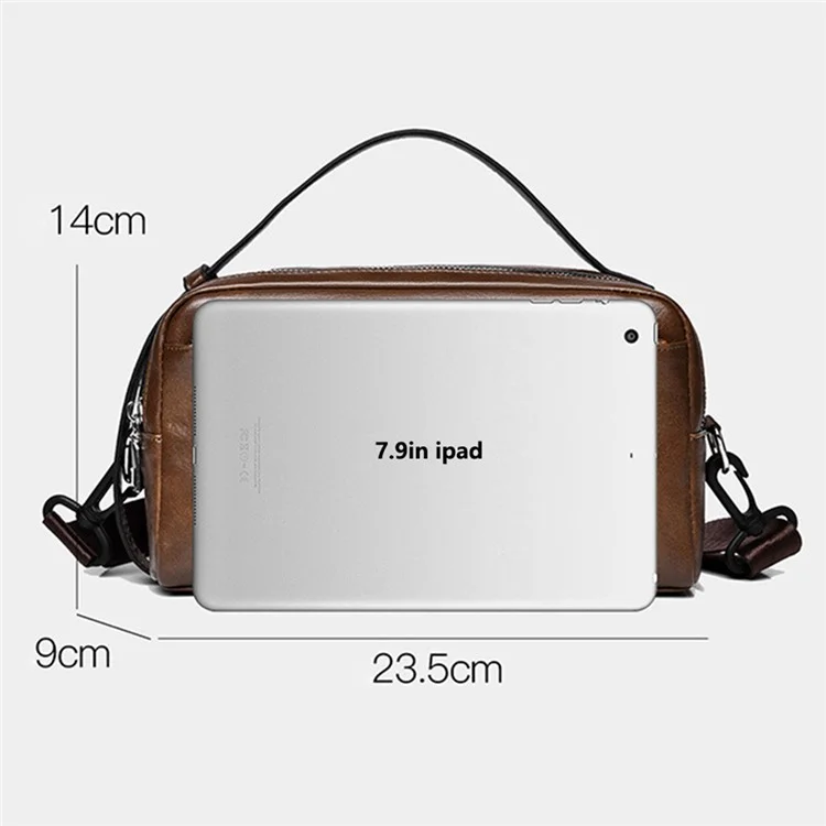 WEIXIER D501 Men Single Shoulder Crossbody Bag Anti-wear Leather Casual Crossbody Bag - Litchi Texture Black