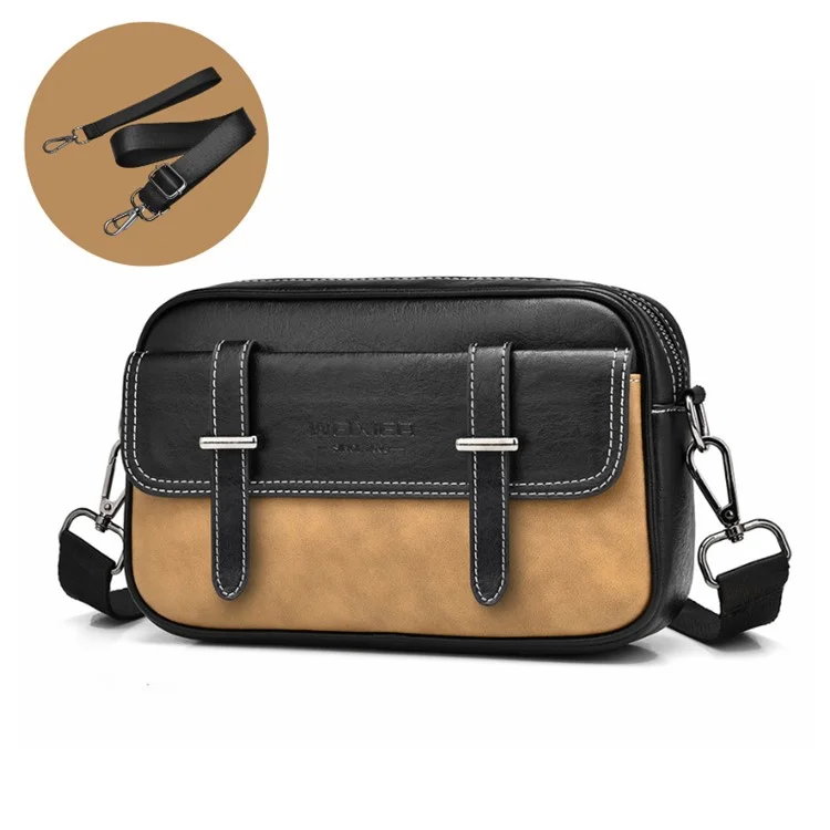 Weixier D408 Men Square Messenger PU PU Cuero Mini Crossbody Bags Con Correa Para la Muñeca - Caqui