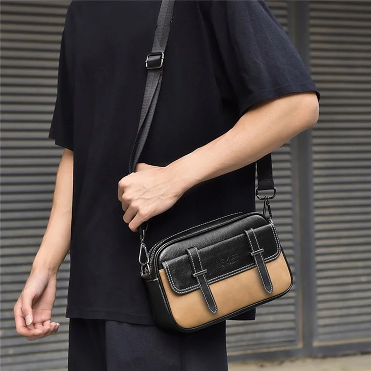 Weixier D408 Men Square Messenger PU PU Cuero Mini Crossbody Bags Con Correa Para la Muñeca - Caqui