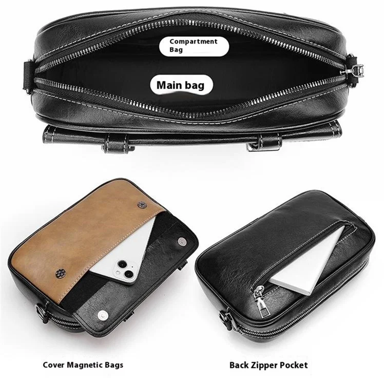 Weixier D408 Men Square Messenger PU PU Cuero Mini Crossbody Bags Con Correa Para la Muñeca - Caqui