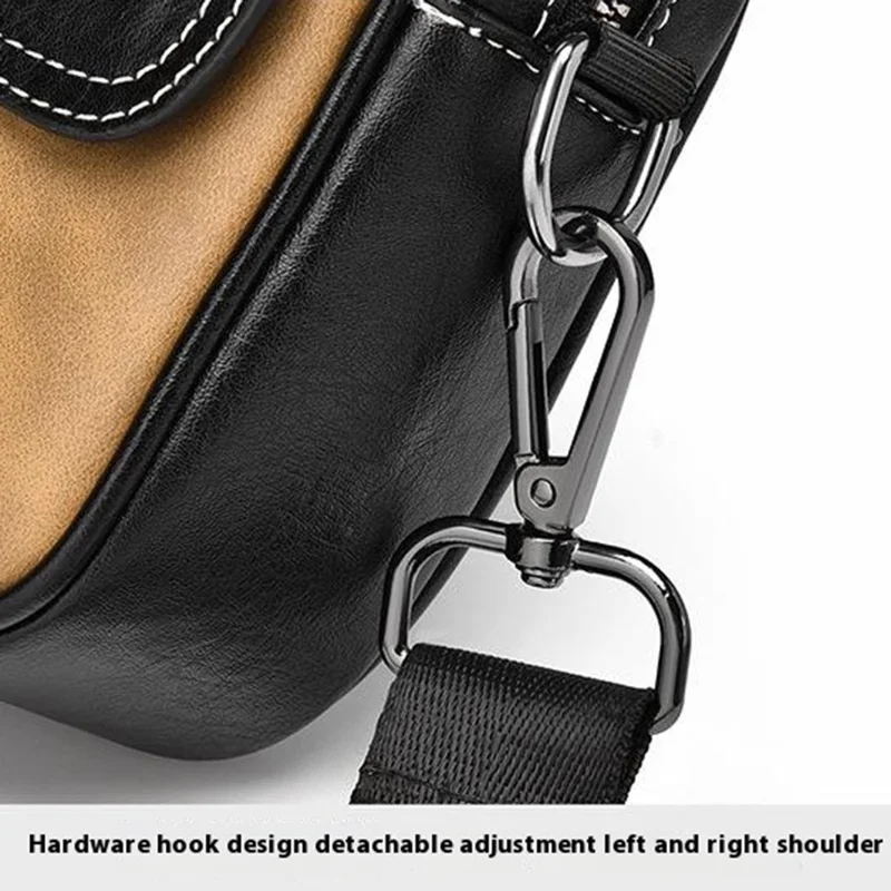 Weixier D408 Men Square Messenger Bag cu Кожаная Сумка по Кроссу с Запястьем с Запястьем - Черный